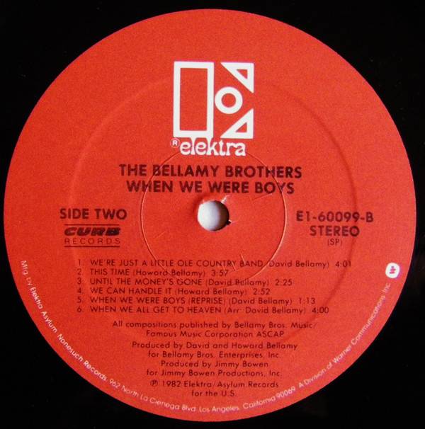 The Bellamy Brothers When We Were Boys : LP Label B